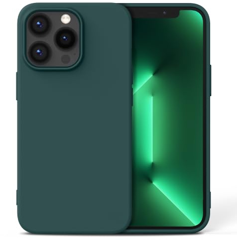 Nonional Silikon Hülle für iPhone 13 Pro, Kameraschutz Stoßfest Kratzfest Dünn Handyhülle - Tannengrün