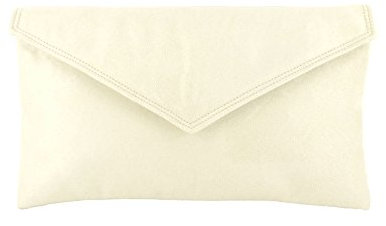 LONI Clutch/Schultertasche, Kunstleder, handgefertigt in Großbritannien, Cremefarben/Cremefarben, M, Kupplungen