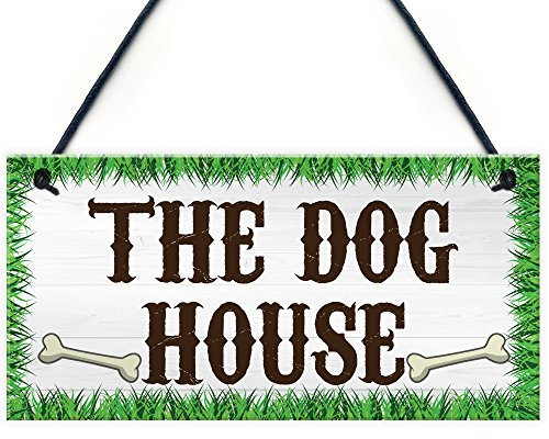 RED OCEAN The Dog House Novelty Hanging Plaque Garden Shed Gate Sign Kennel Bed Man Cave Plaque