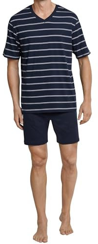 Schiesser Herren Schlafanzug kurz V-Ausschnitt - Nightwear Set, Dunkelblau_159621, 60