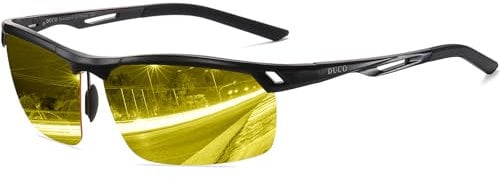 DUCO Nachtsichtbrille Anti-Glanz Fahren Brillen Kontrast-Brille Nachtfahrbrille polarisierte 8550 (Schwarz Rahmen Gelb Linse)
