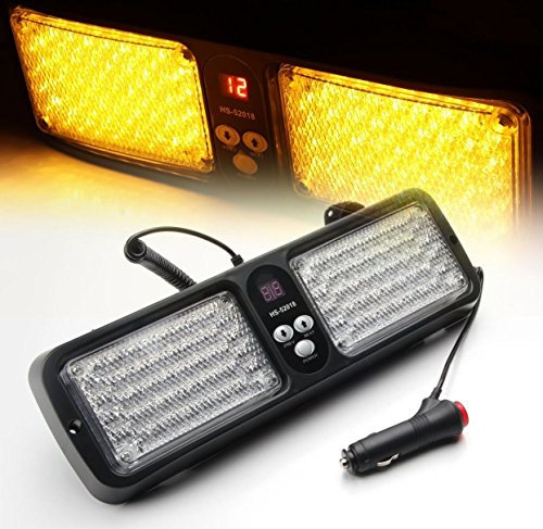 LifeUp 86 LED-Windschutzscheiben-Sonnenblenden-Warnleuchten, Super hell Strafverfolgung Hazard Strobe Lights für Visier Maximale Sichtbarkeit mit 12 blinkenden Mustern Passend für LKW Boot Auto (Gelb)