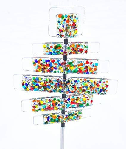 Gartendeko Gartenstecker beweglich Glas Skulptur Design Farbentraum
