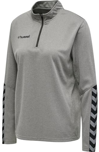 hummel Damen Sweatshirt Hmlauthentic Half Zip Sweatshirt Woman, Grey Melange, L, 204929-2006-L