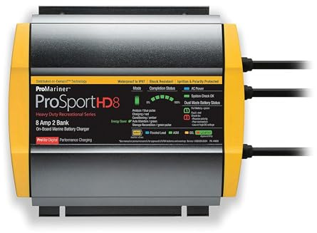 ProMariner 44008 ProSport HD Waterproof Marine Battery Charger, 8 Amp, 2 Bank