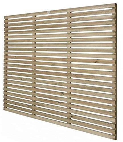 Forest Garden 1.8m x 1.5m Pressure Treated Contemporary Slatted Fence Panel, Pack of 3