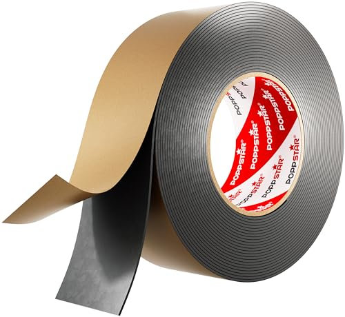 Poppstar doppelseitiges Butyl Klebeband (10m x 50mm x 1,6mm) Dichtband selbstklebend schwarz