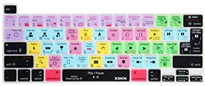 XSKN Final Cut Pro X 10 English Silicone Shortcuts Keyboard Cover Skin for Touch Bar Models 2019 MacBook Pro 16 inch A2141 2020 MacBook Pro 13.3 inch A2251 A2289 A2338 M1 Keyboard US&EU Version