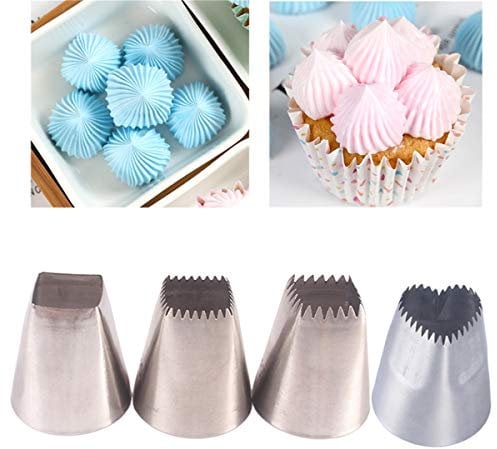 4 teiliges Spritztüllen Set Profi, FantasyDay Hochwertigen Edelstahl Kuchen Einrichtungstipps backzubehör - Weihnachten Gebäckwerkzeug für Backen Gebäck, Zuckerguss, Plätzchen, Dekorieren von Torten