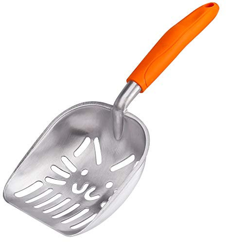 MengH-SHOP Katzenstreu Schaufel Haltbare Aluminium Metall Katzenklo Schaufel mit Ergonomisches Design Gummigriff für Haustier Katzen und Hunde,Katzen Streifen