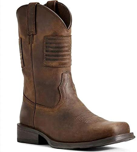 Stivali da Cowboy Primavera Inverno Outdoor per Uomo Scarpe da Passeggio Casual Alte da Uomo Slip on Classici Stivali a metà Polpaccio Resistenti all'Usura