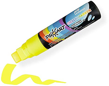 LEVIATAN Kreidestifte Für Tafel Abwaschbar | Kreidestift Trocken & Feucht Abwischbare | Kreidemarker, Chalk Marker | Keilspitze 15mm - Gelb