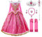 JerrisApparel Mädchen Prinzessin Spitze Kleid Rosa Schulterfrei Party Kostüm Verkleidung (6 Jahre, Rosa Mit Zubehör)