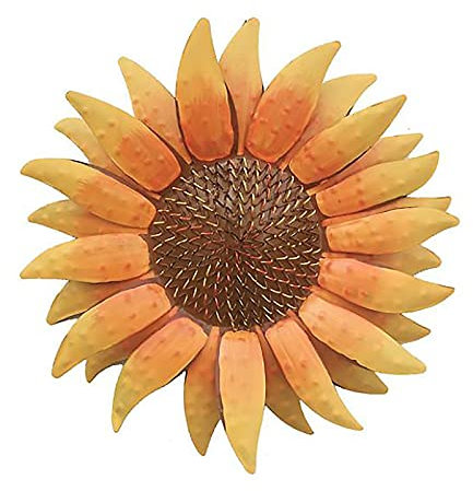 RTWAY Metall-Sonnenblumen-Wanddekoration, Eisen-Wandkunst, Skulpturen, Eisen-Wandornament, Garten, Metall-Sonnenblumen-Skulptur für Terrasse, Wohnzimmer, Küche, Wanddekoration