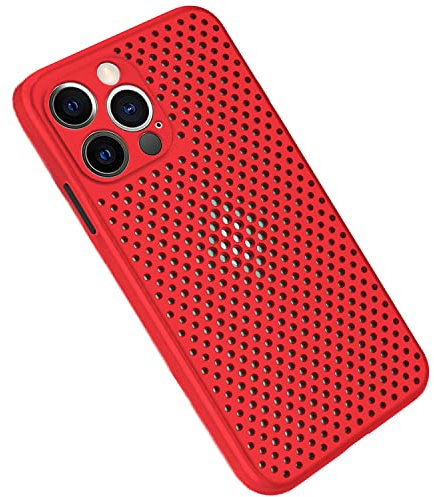 Rdyi6ba8 for iPhone 13 Pro Max Case, Heat Dissipation Breathable Cooling Hollow Cellular Hole Case Ultra-thin TPU Anti-Scratch Anti-Fingerprint Phone Case for iPhone 13 Pro Max, Red