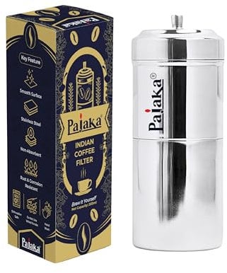 PAJAKA South Indian Filter Coffee Maker - 250 ML Capacity, Stainless Steel Madras Kaapi Kappi Drip Decoction Coffee Brewer, Medium Size for 4 Cups, Home & Kitchen