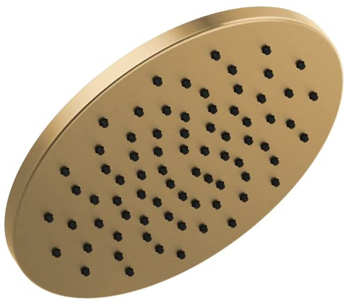 Delta Brushed Gold Round Rain Shower Head, 12 Inch Metal Large Shower Head Rainfall, Overhead Rain Showerhead, 1.75 GPM Flow Rate, Lumicoat Champagne Bronze 52158-CZ-PR