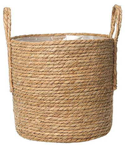 Zerodeko Blumentopf Seegras Seegras- Pflanzkorb Stroh- Pflanzk?rbe Flechtkorb - Pflanztopf Weiden- Pflanzbeh?lter mit Kunststoffeinsatz für Zimmerpflanzen Waschküche 25Cm
