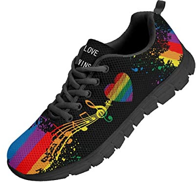 Kuiaobaty Laufschuhe Herren Sneakers, Camouflage, Animal Texture, Tribal Pattern Athletic Sneakers Leichte Sportschuhe Schwarz, Regenbogenfarben-Spritzer, 39 EU