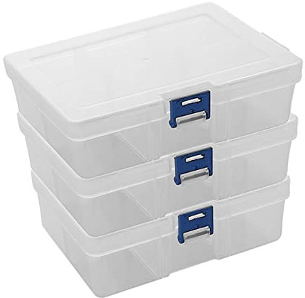 Hocadrv 3 Stück Plastik Aufbewahrungsboxen Klar Sortierboxen Plastik Schmuck Aufbewahrungsbox Einstellbar Plastik Aufbewahrungsbox für Kleinteile Perlen Schmuckstücke Pillen Knöpfe (6 Raste)
