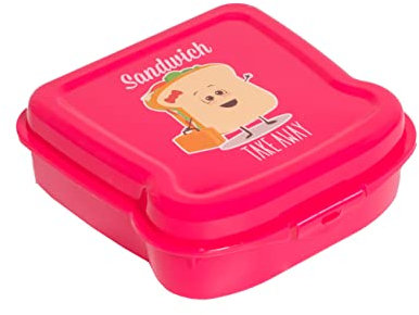 BRICOMIRAS Fiambrera infantil colegio, sandwichera ideal para el recreo, merienda parque para niños (Rosa)