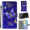 for iPhone 12 /iPhone 12 Pro Case, PU Leather Wallet Book Flip Folio Stand View Cover Pouch Compatible with iPhone 12 Phone Case (Blue Butterfly)