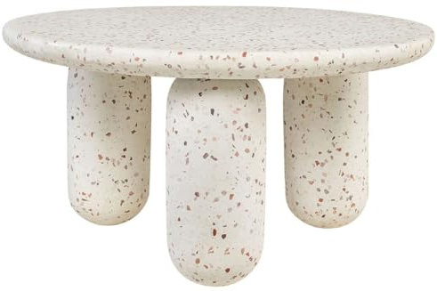 Casa Padrino Luxus Couchtisch Weiß Ø 80 x H. 40 cm - Runder Terrazzo Naturstein Wohnzimmertisch - Wohnzimmer Möbel - Naturstein Möbel - Luxus Möbel - Luxus Einrichtung