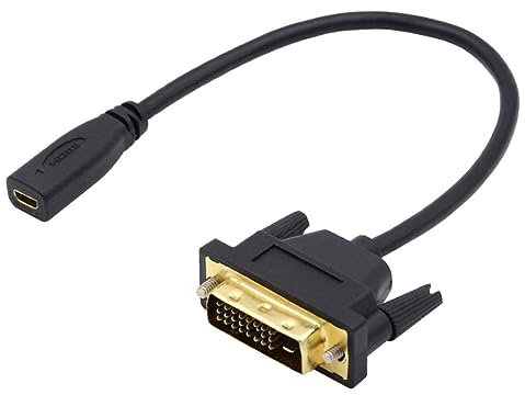 chenyang Câble adaptateur micro HDMI vers DVI 1.4 femelle vers DVI 24+1 mâle pour ordinateur HDTV carte graphique UHD