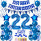 Luftballons 22. Geburtstag Dekoration Mann - Ballon Deko Männer Blau - Tortendeko 22 Jahre - Birthday Banner Party Deko