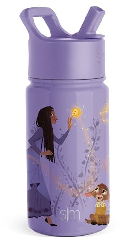 Simple Modern Kids Summit Water Bottle with Straw Lid | Disney Wish 14oz Stainless Steel Cup Insulated Tumbler for Girls, School | Asha's Adventure