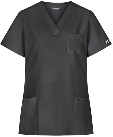 EXNER medizinischer Schlupf-Kasack, Regular fit Stretch, für Damen in Krankenpflege, Altenpflege, Kosmetik, Medizin, Graphit, Größe XL