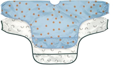 LÄSSIG Baby Langarmlätzchen Set (2 St.) zum Binden Auffangschutz/Long Sleeve Bib Happy Rascals Smile