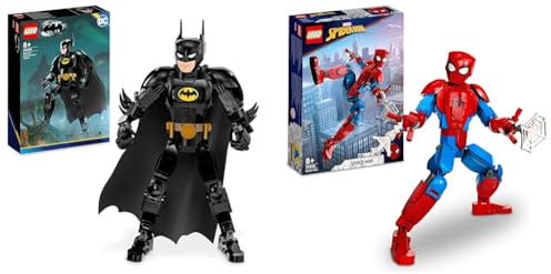 LEGO 76259 DC Batman Baufigur, Superhelden Action Figur und Dekoration & 76226 Marvel Spider-Man Figur, voll bewegliches Action-Spielzeug