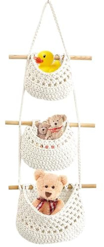 Cesta De Frutas De Pared – Cestas De Frutas Colgantes De Decoración Bohemia De 3 Niveles, Cesta Para Colgar En La Pared Para Organizar, Cesta De Macramé Para Sala De Estar, Baño, Dormitorio, Cocina