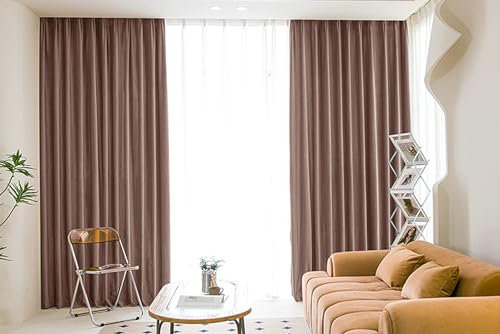 Epinki Rose Vorhang für Jugendzimmer 2er Set, Einfarbig Ösenschal Blickdicht, Ösen Vorhänge Samt Baumwolle Gardinen Schals für Wohnzimmer, Jeder B 132 x H 244cm