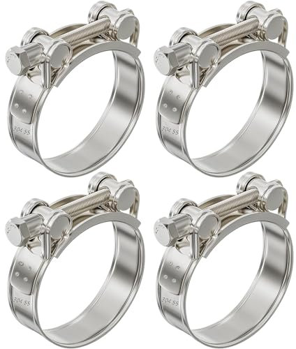 Abrazadera de Tubo de Escape Coche Acero Inoxidable 48-51mm Abrazadera de Escape de Motocicleta 4PCS Abrazadera Escape Moto Suave y sólido Adecuado Para Tiendas de Pipas (4, 48-51mm)