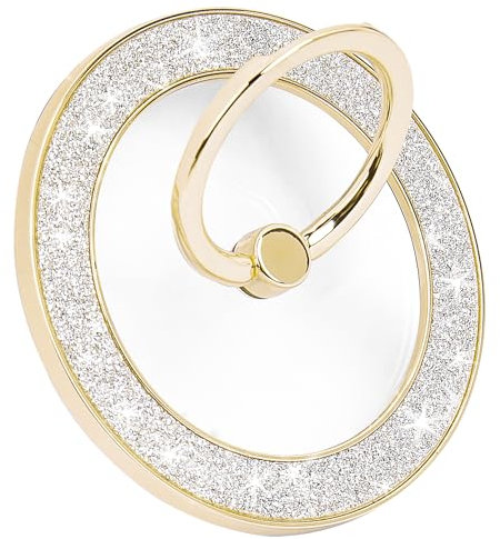 Czzmy Handy-Ringhalter, 360 Grad drehbar, Ringhalter mit poliertem Metallgriff für Magnettelefon, kompatibel mit iPhone, Samsung, LG, Pixel, Smartphone(1-Gold)