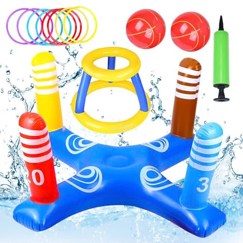TGKYK Inflatable Pool Basketball Toy, Pool Inflatable Basketball with Basketball Hoops, 2 in 1 Pool Games for Kids, PVC Pool Floats, Swimming Pool Games for Kids Ages 4-12 Kids and Adults
