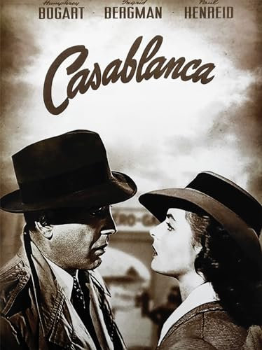 KUSTOM ART Dekoratives Wandposter Serie Poster Film Celebri Casablanca mit Humphrey Bogart, Ingrid Bergman und Paul Henreid, Kunstdruck auf beschichtetem Papier, 40 x 30 cm, ohne Rahmen