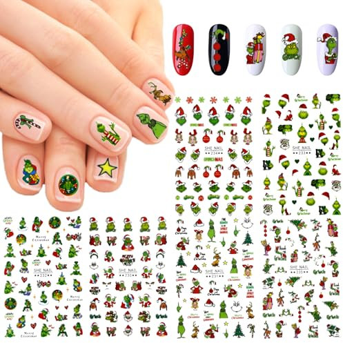 Nagelsticker Weihnachten,6 Blatt Selbstklebend Nagelaufkleber,Nagelaufkleber Weihnachten,Nail Art Sticker,Nail Sticker Weihnachten,Nagelaufkleber Weihnachten Kinder,Dekoration Nageldesign Zubehör