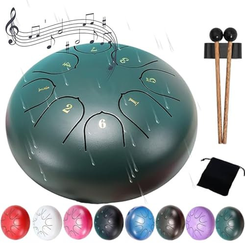 Rain Drum Outdoor | 15,2Cm 8 Töne Steel Tongue Drum Regentrommel | Regentrommel für den Garten draußen | Ch-akra Regentrommel für den Außenbereich | Ch-akra-Trommel für Regen im Freien (Grün)