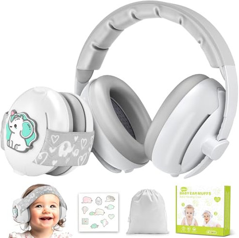 Dancial 2-in-1-Baby-Ohrschützer, Baby-Gehörschutz für Babys 0-36 Monate, Kopfhörer mit Geräuschunterdrückung und verstellbaren, rutschfesten Riemen & Kopfband, Baby-Flugzeug Essentials/Outdoor