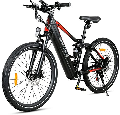 SAMEBIKE Electric Bikes for Adults with SHIMAN0 7-Speed Motor, 26 Electric Mountain Bike with 48V/14Ah UL2849 Battery & Dual Shock Absorber&Rear Suspension, Max Range 120KM(PAS)