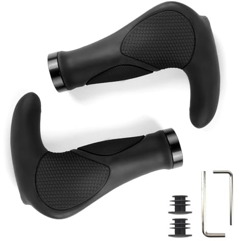 GZERMA Fahrradgriffe Ergonomisch MTB Griffe mit Zwei Seiten Lock-On Design Horn Lenkergriffe 22 mm Fahrrad Griffe für E-Bike Trekkingrad Mountainbike Tourenrad Rennrad