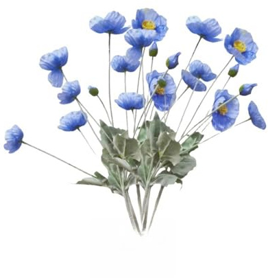 Urier Künstliche Mohnblumen, Hahnenblumen, Seidenblumen mit Stielen, künstliche Blumenstiele für Hochzeit, Party, Garten, Innen- und Außenbereich, Dekoration, Blumenarrangements für den Tisch (6,