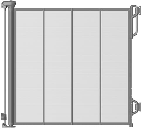 SPACEANY Reinforced Retractable Baby Gate or Mesh Dog Gate,Easy to Use for Stairs, Doorways, Hallways, Indoor, Outdoor, Wide Pet Gate 33.5 Tall, Extends to 45 Wide, Grey