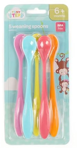 Katsy Style Tiny Steps 5-Pack BPA-Free Weaning Spoons – Soft Tips Gentle on Gums – Easy-Grip Spoons for 6+ Months