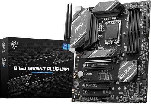 MSI Carte mère WiFi B760 Gaming Plus, ATX - Prend en Charge Les processeurs Intel Core 14e, 13e et 12e génération, LGA 1700 - DDR5 Memory Boost 6800+MHz/OC, 2 x PCIe 4.0 x16, 2 x M.2 Gen4, 2.5G LAN