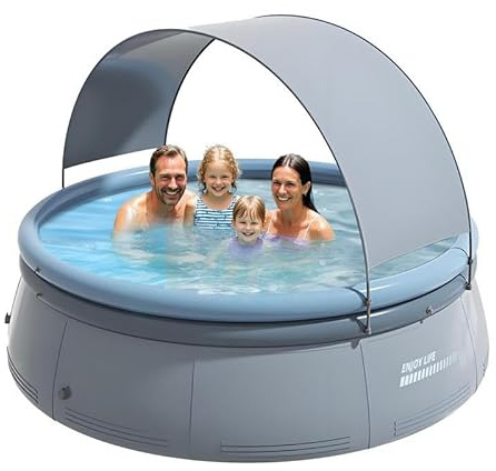 ACUASTORE Piscine ronde gonflable avec auvent amovible, piscine pliable avec pompe à air automatique, pour jardin et extérieur (240 cm)