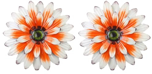 Pqahffowr Orange & White Garden Courtyard Iron Sunflower Villa Decoration Gardening Wall Hanging